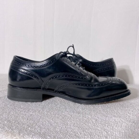 Vintage Florsheim Black Leather Lexington Wingtip Oxford Lace Up Dress Shoes 8.5 - Picture 11 of 12